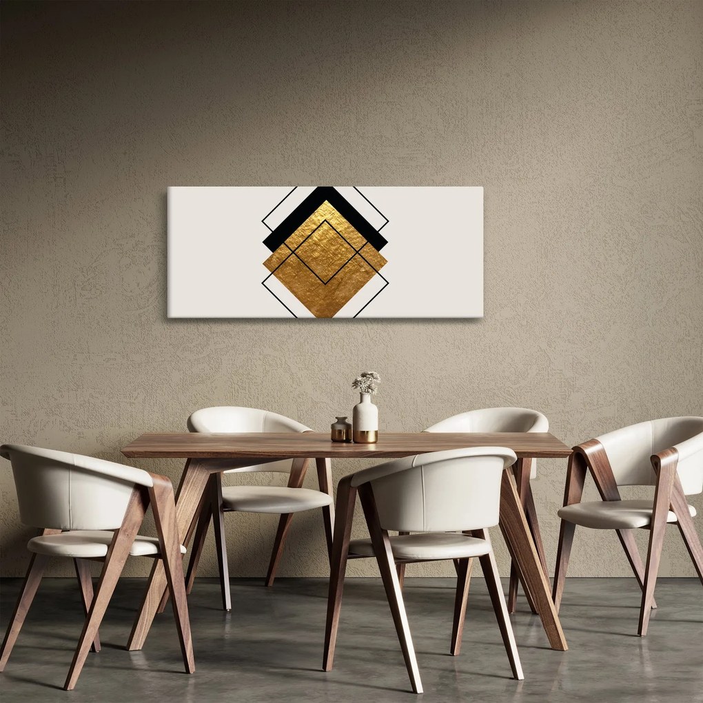 Kép - Absztrakció arany és fehér N⁰1 (120x50 cm)