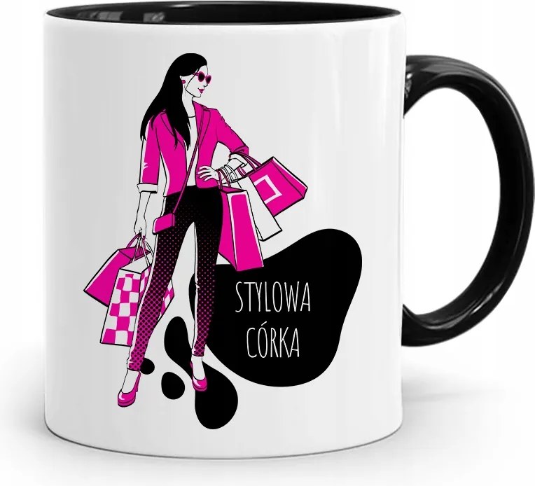 Bögre Fekete Ajándék Lányának Stílusos Lánya fényképes nyomtatással