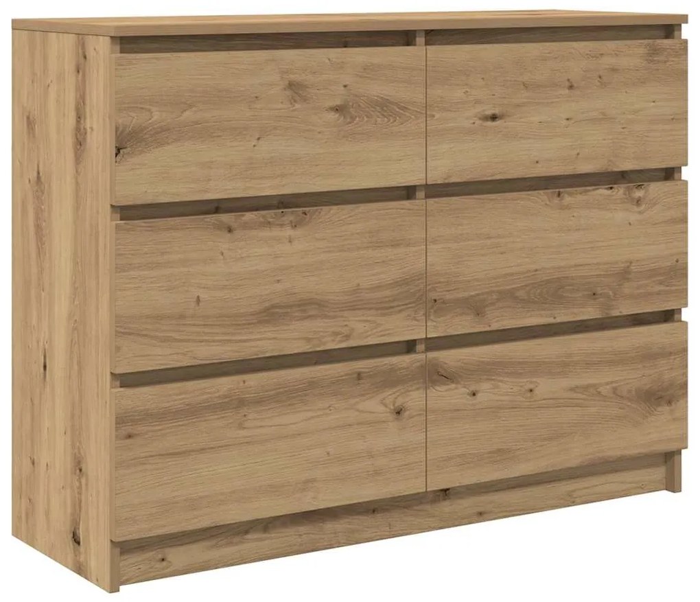 kézműves tölgy színű szerelt fa tálalószekrény 100x35x76 cm