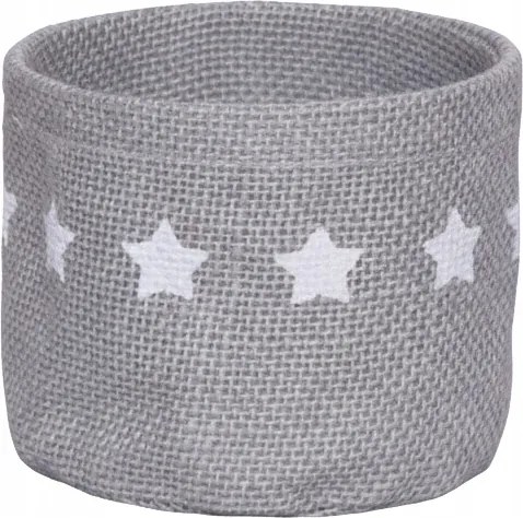 Juta virágtartó fedél, juta virágtartó, csillagsor 12,5 x⌀14 cm szürke