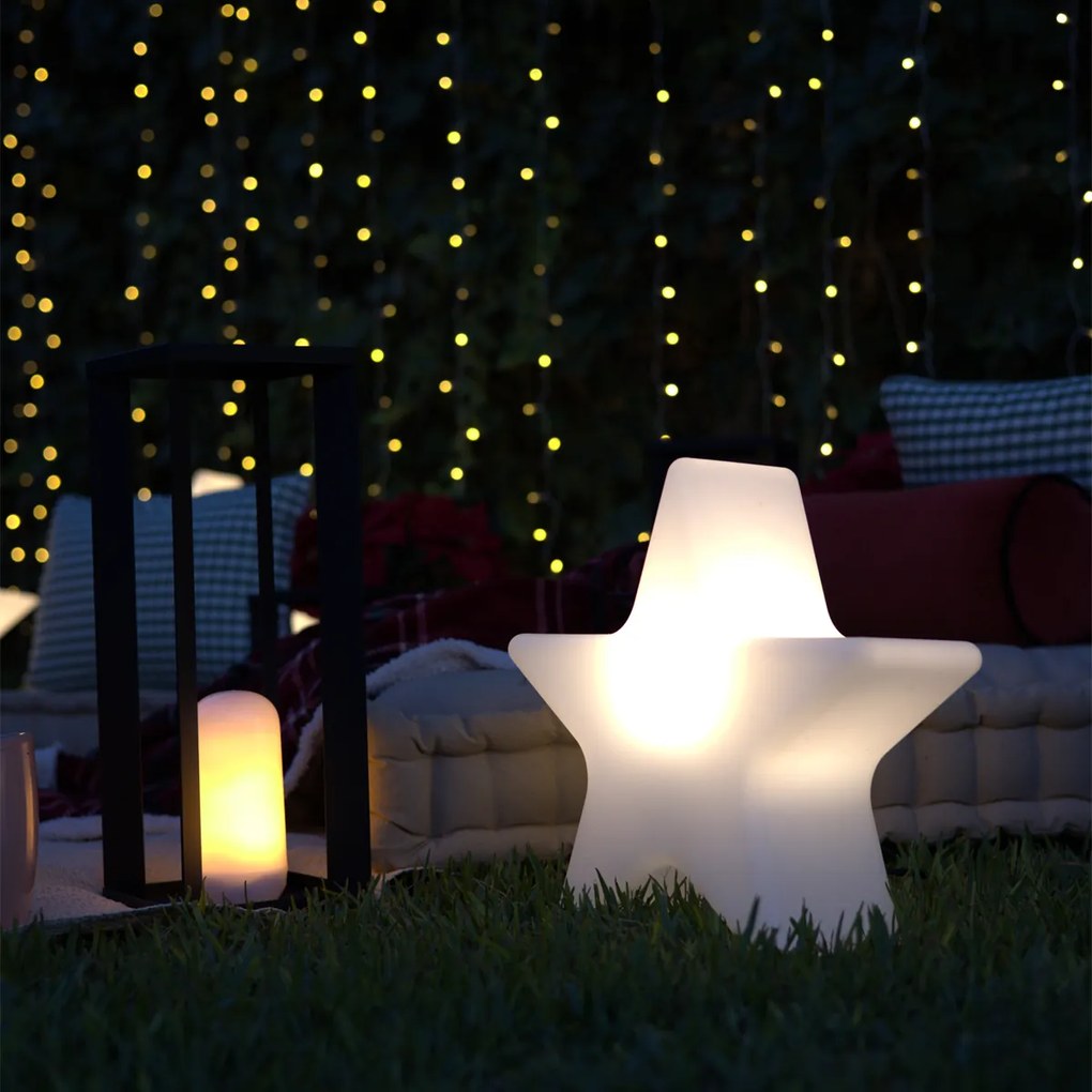 Karácsonyi állólámpa fehér 45 cm, újratölthető RGBW napelemes LED-del - Nova