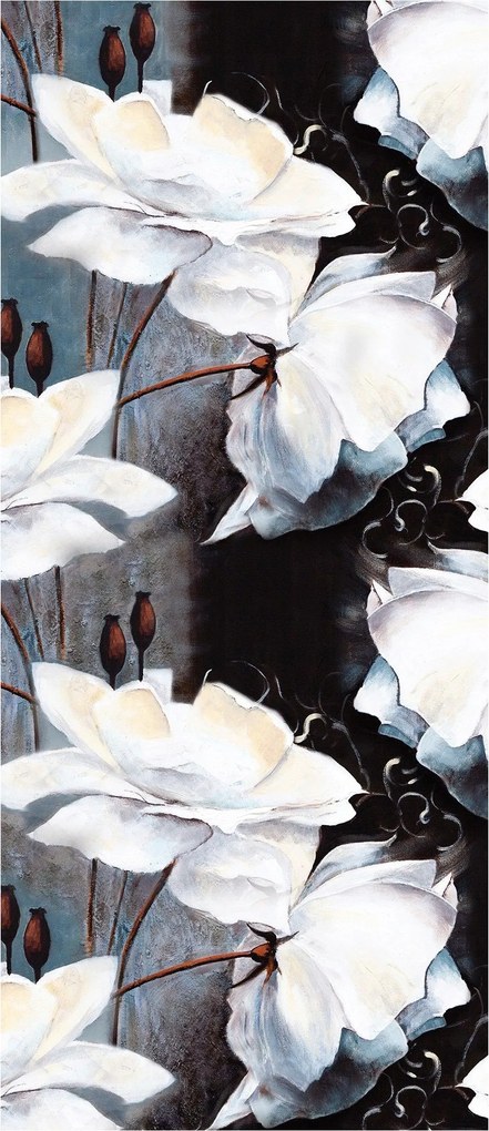 Fotótapéta matrica Fehér virágok sötét háttéren Elegancia és stílus 91x211