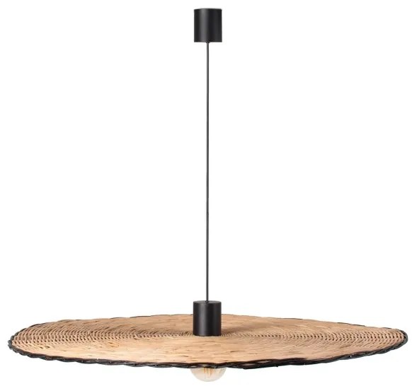 FARO 68590-70 - Csillár zsinóron COSTAS 1xE27/15W/230V á. 100 cm fekete/rattan