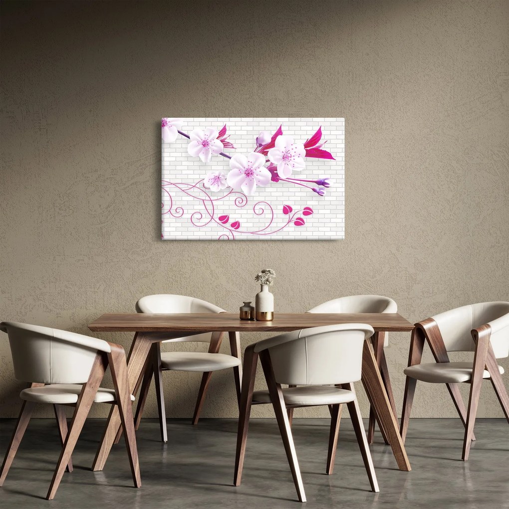 Virággal ellátott gally képe (90x60 cm)