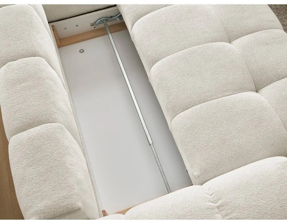 Fehér zsenília kinyitható-tárolóhelyes sarokkanapé (jobb oldali-L alakú) Everest – Bobochic Paris