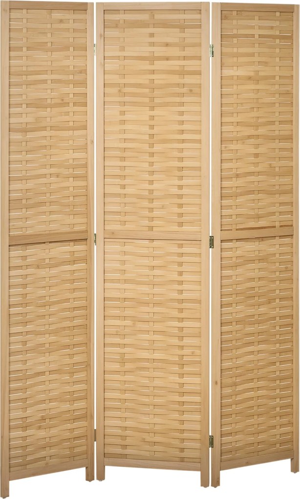 HOMCOM 3-panelos Paravent, 120 x 170 cm Szobai Elválasztó, Bambusz Partíció, Hajtható Magánéleti Képernyő, Szoba Elválasztó a Nappaliba és Hálószobába