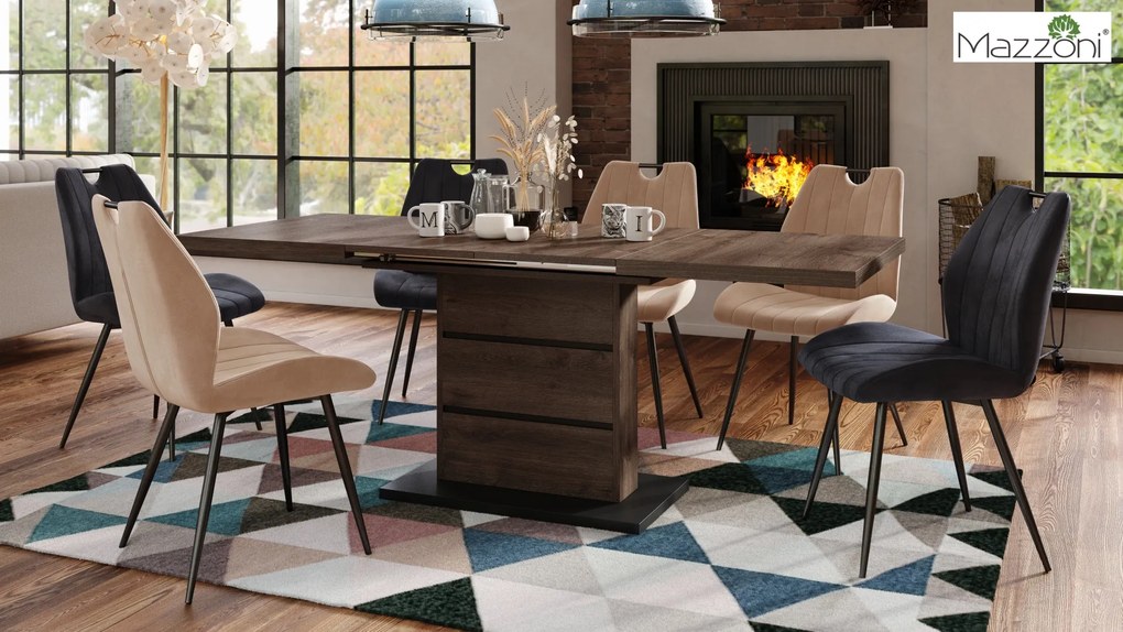 MAZZONI EXPORT ARNO Fekete (Bluvel 19 szövet) - MODERN KÁRPITOZOTT ÉTKEZŐSZÉK NAPPALIBA/ÉTKEZŐBE VELVET FOGANTYÚVAL