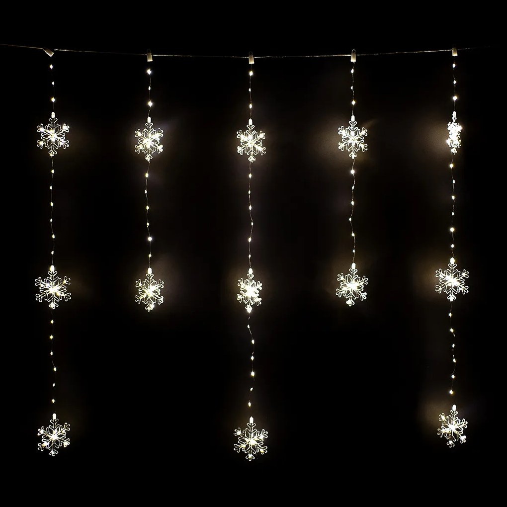 Kültéri fényfüggöny Snowflakes, 120x120cm, LED,meleg fehér, időzítő, 8 funkció, 120 cm