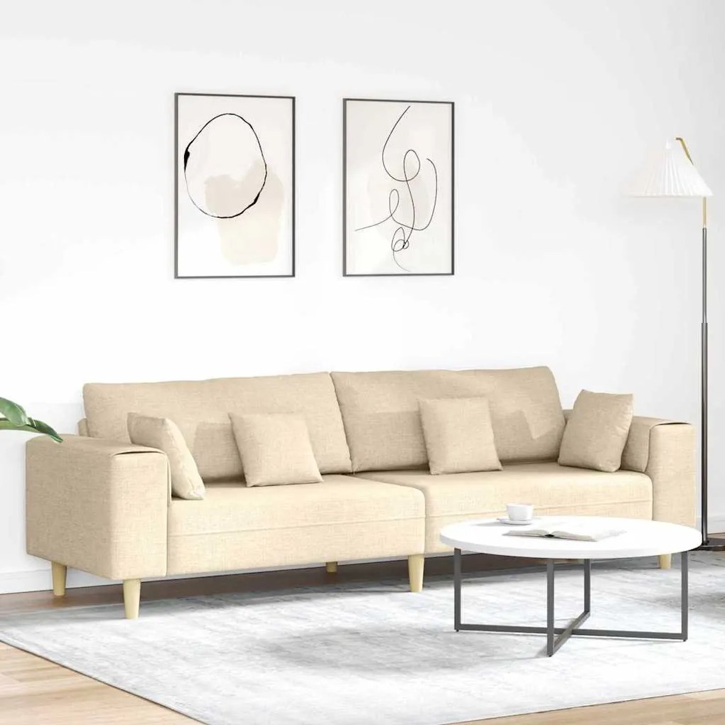 Szövet kanapé párnával Krém 208 cm szövet