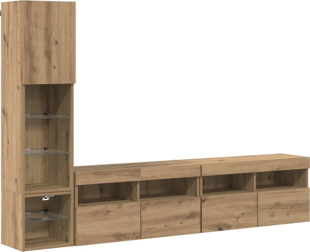 vidaXL TV faliszekrény leddel 4 pcs Artisan tölgy Faanyag