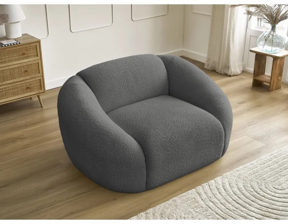Szürke buklé fotel Tina – Bobochic Paris