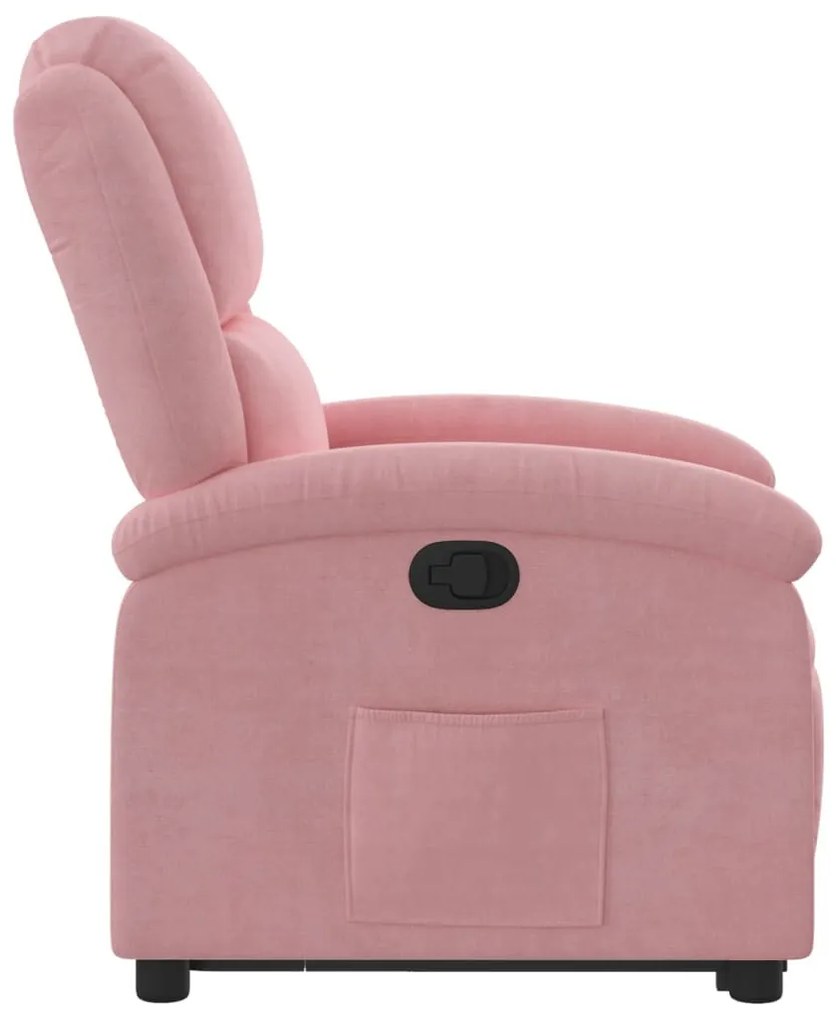 rózsaszín bársony felállást segítő dönthető fotel