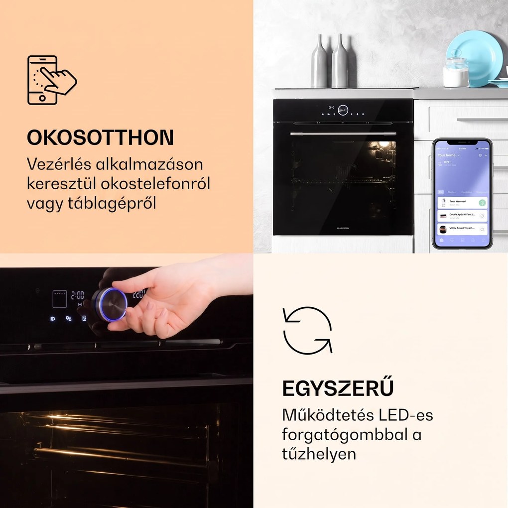 Klarstein Illuminosa Smart, beépített sütő, 2800 W, 11 funkció, applikációval vezérelhető