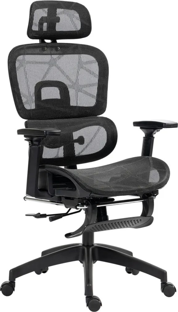 HOMCOM Ergonomikus irodai szék, hálós szövettel, állítható 3D, karfákkal és fejtámlával, fekete