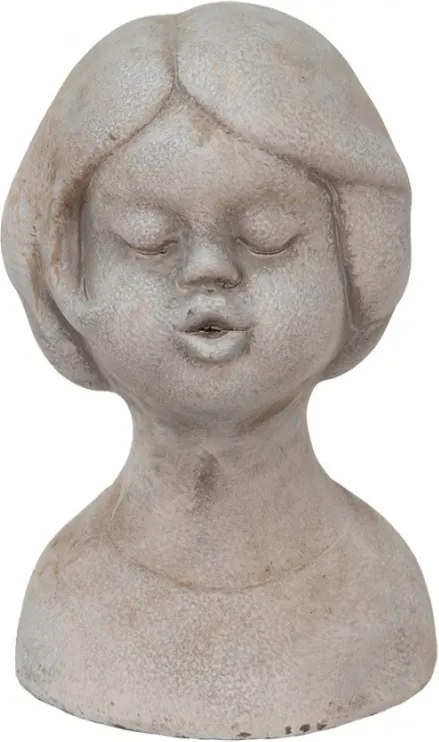 Lány mellszobor szürke cement díszítéssel 11x10x18 cm