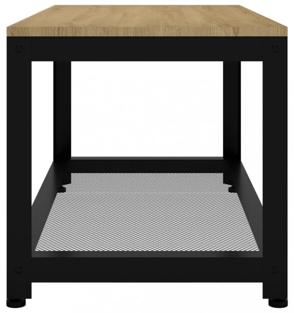 világosbarna és fekete MDF és vas dohányzóasztal 90x45x45 cm