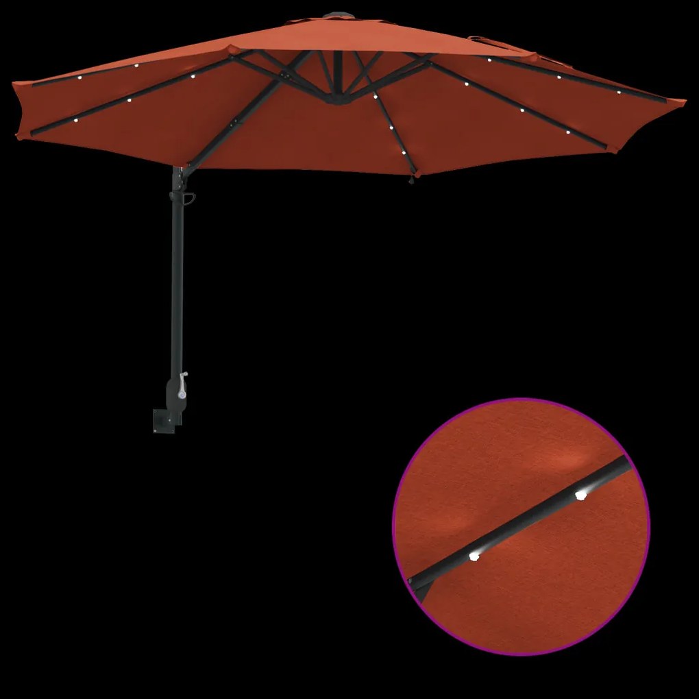 Falra Szerelhető Kert Napernyő LED-del Terrakotta 248 cm