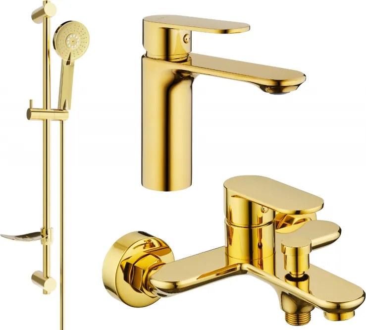 Mexen Milo DF40 fürdőkád készlet, arany - 71303DF40-50