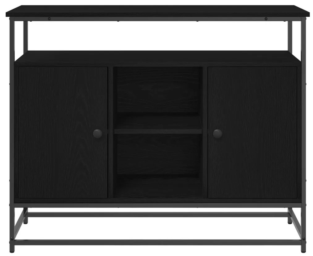 Fekete tölgy oldalszekrény 100x35x80 cm Műszaki fa és Acél