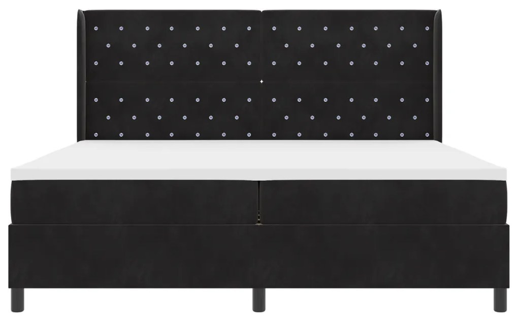 Boxspring Ágy Matracra Fekete 200x200 cm Bársonyos