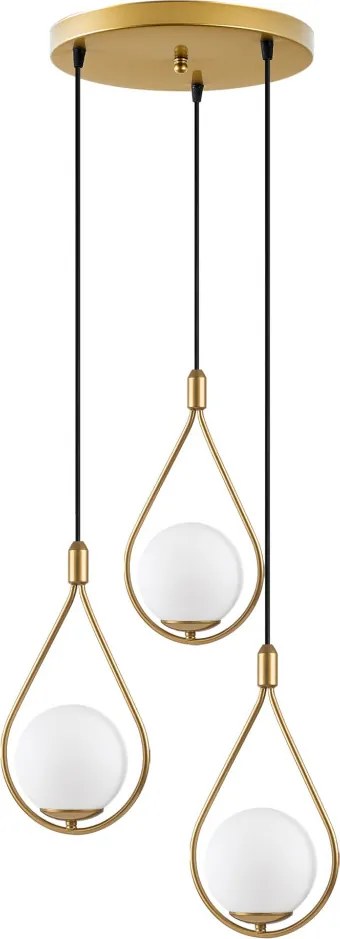 Mudoni MR-938-2 arany fém és üveg 3 izzós függőlámpa, Ø46 cm