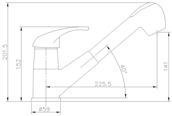 Aqualine - KASIOPEA mosogató csaptelep, 20 cm, fényes króm