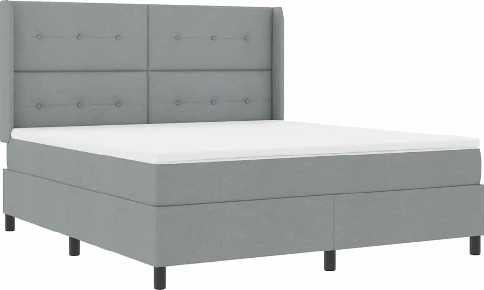 vidaXL LED Box Spring Ágy matracmal Világosszürke 180 x 200 cm szövet