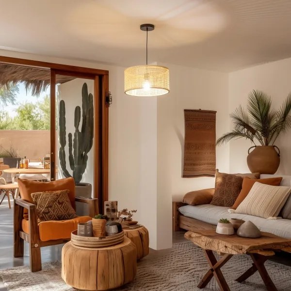 Brilagi - CERIA BOHO LED függőlámpa kábelen 1xE27/40W/230V, átm. 40 cm, bambusz