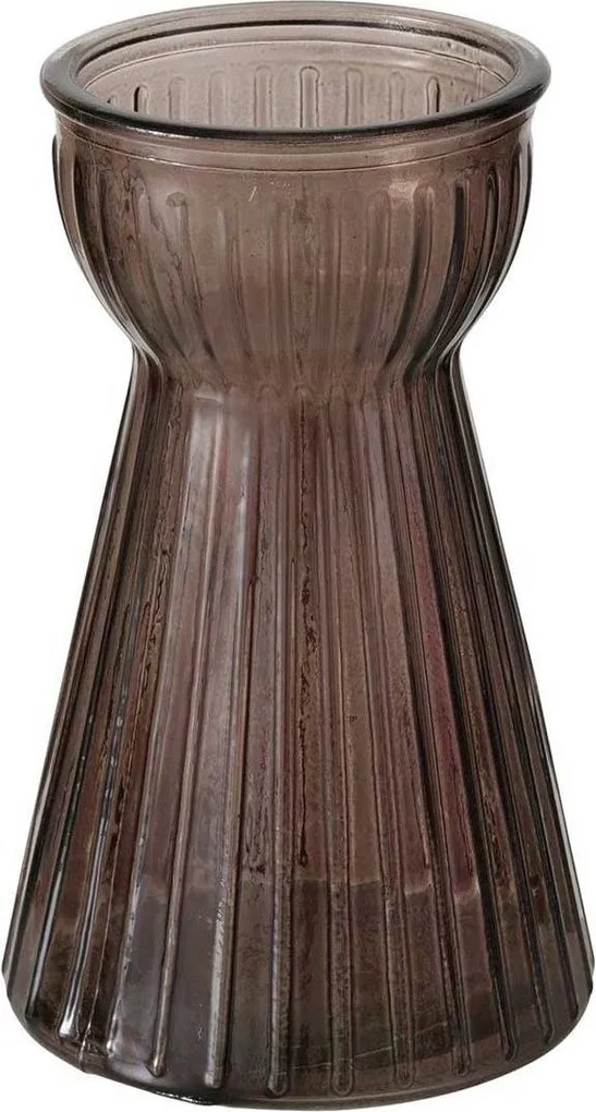 Üvegváza Barna 15 cm Bordázott Üveg Klasszikus Virágváza