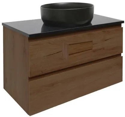 Fürdőszoba szekrény kővel SAT B-Way 80x30x45 cm matt dió BWAY80NUTTK