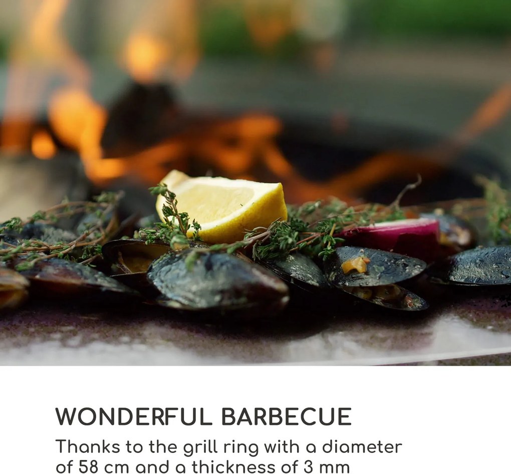 Blumfeldt Savage 2.0 Wide, ohnisko s grilom, bambusová doska na krájanie, ochranný kryt