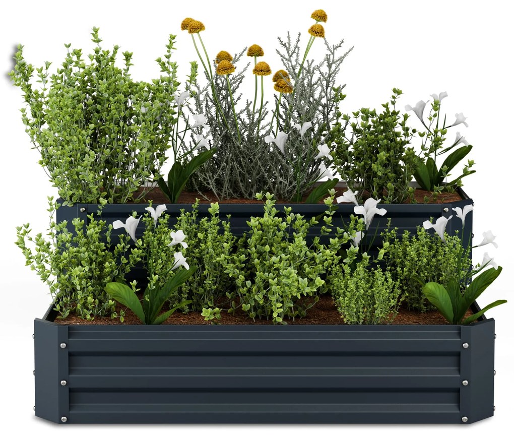 High Grow magaságyás, 2 szint, időjárásálló, korrózióálló, robusztus, 405 L