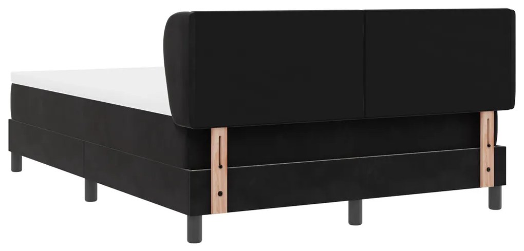 Boxspring Ágy Mattal Fekete 140x200 cm Bársonyos