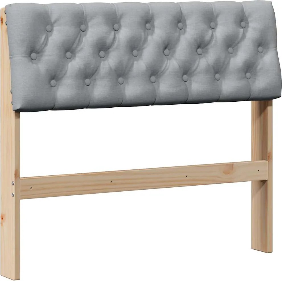 vidaXL Kárpitozott fejtámla Világosszürke 90 cm Tömör fenyőfa