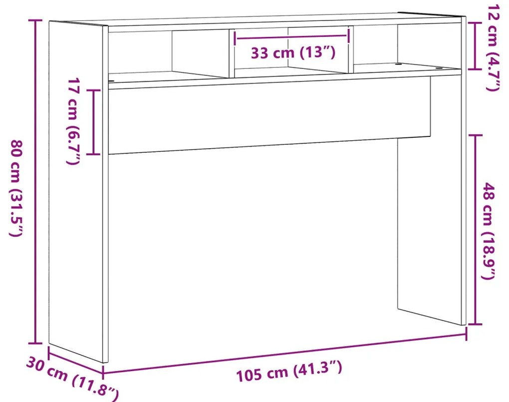 Fekete Tölgy Konzolasztal 105x30x80 cm Műanyag