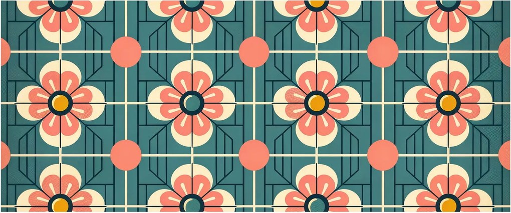 Kép - Retro virágminta (120x50 cm)
