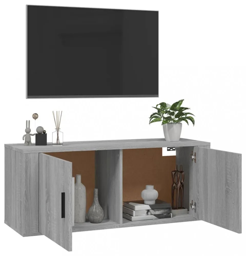 szürke sonoma színű fali TV-szekrény 100x34,5x40 cm