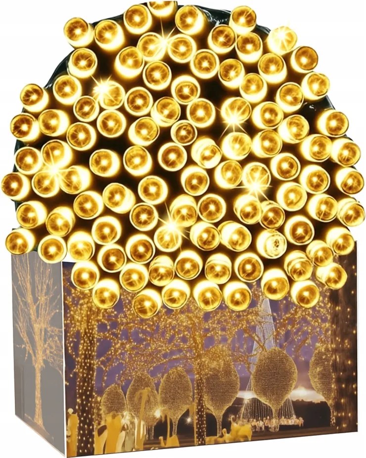 LED-es karácsonyfa lámpa 200 Flash, zöld kábel 16m meleg fehér RS-1907WW