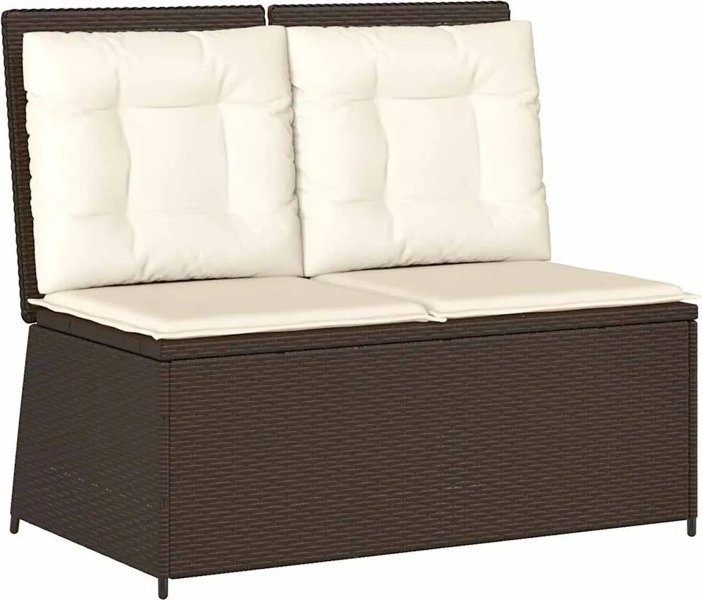 vidaXL barna polyrattan dönthető kerti pad párnával