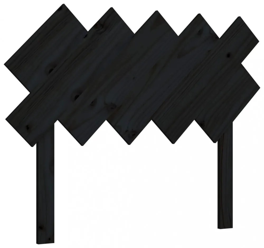 fekete tömör fenyőfa ágyfejtámla 104x3x80,5 cm