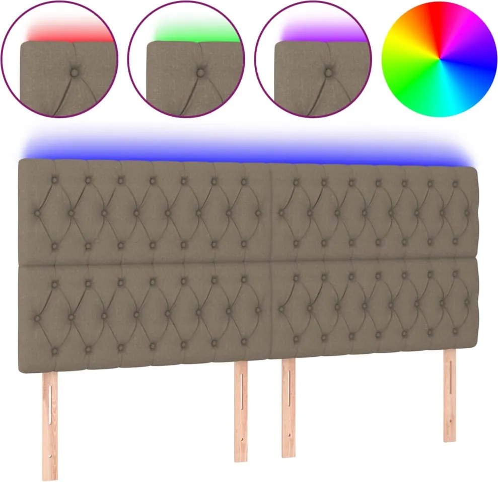 vidaXL tópszínű szövet LED-es fejtámla 180x7x118/128 cm