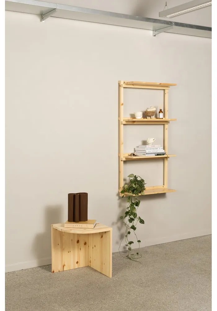 Natúr színű borovi fenyő fali könyvespolc 66x127 cm Groove – Karup Design