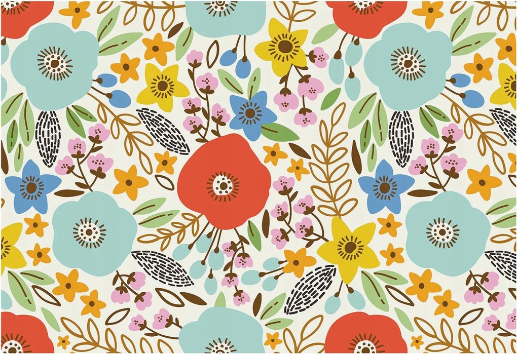 Flizelin tapéta falra Prémium virágmintás 152x104 Ragasztó