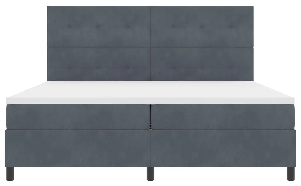 Boxspring Ágy Matrac nélkül Sötétszürke 200x200 cm Bársony