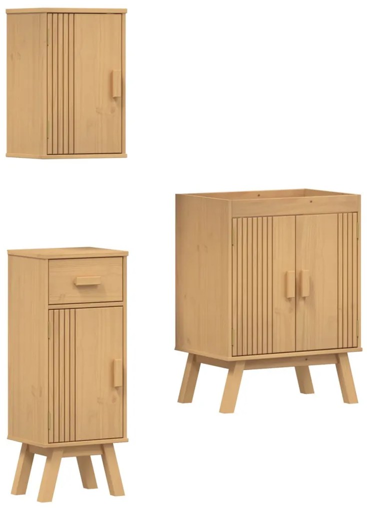 Fürdőszobai bútor szett fiókkal 3 pcs Barna 114 x 43 x 73.5 cm