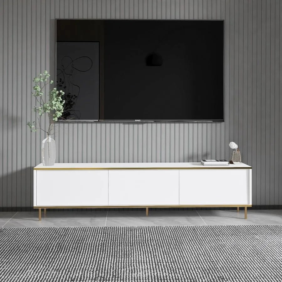 TV szekrény Imaj - White, Gold