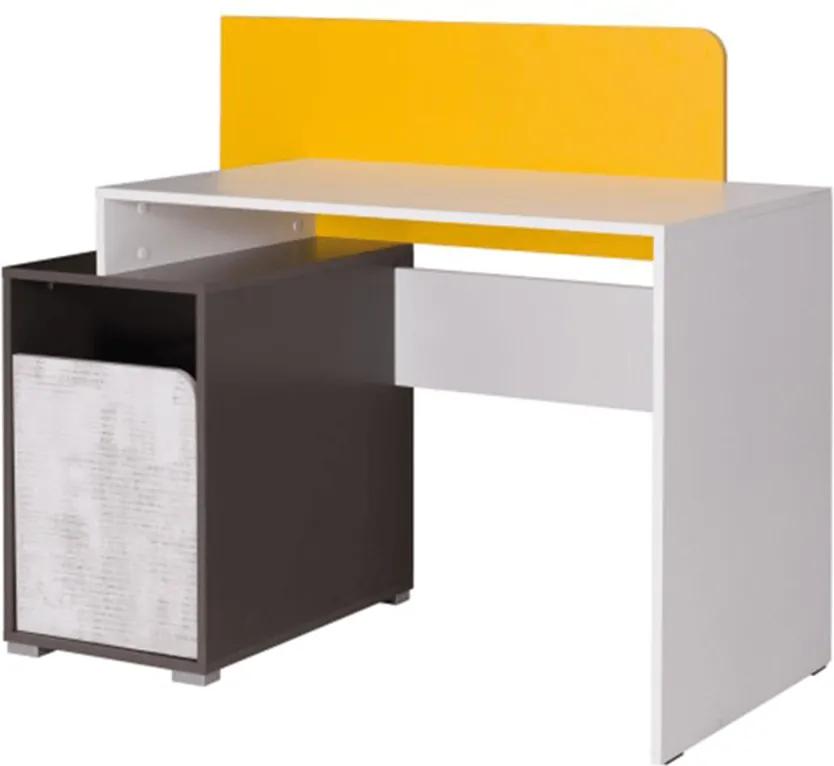 PC asztal B8, fehér/szürke grafit/enigma/sárga, MATEL