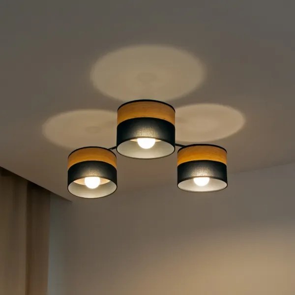 Felületre szerelhető csillár ALBA 3xE27/15W/230V, átmérő 66 cm, fekete/barna