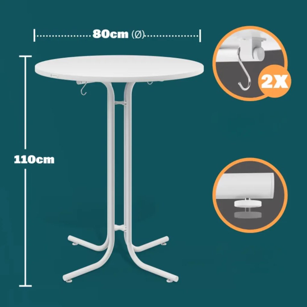 RAUL összecsukható bárasztal 110x80cm, fehér Casaria