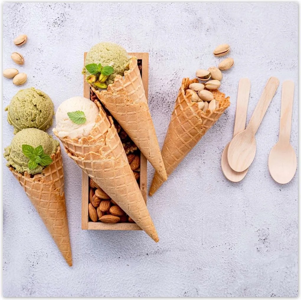 Poszterek 140x140 Zöld pisztácia fagylalt